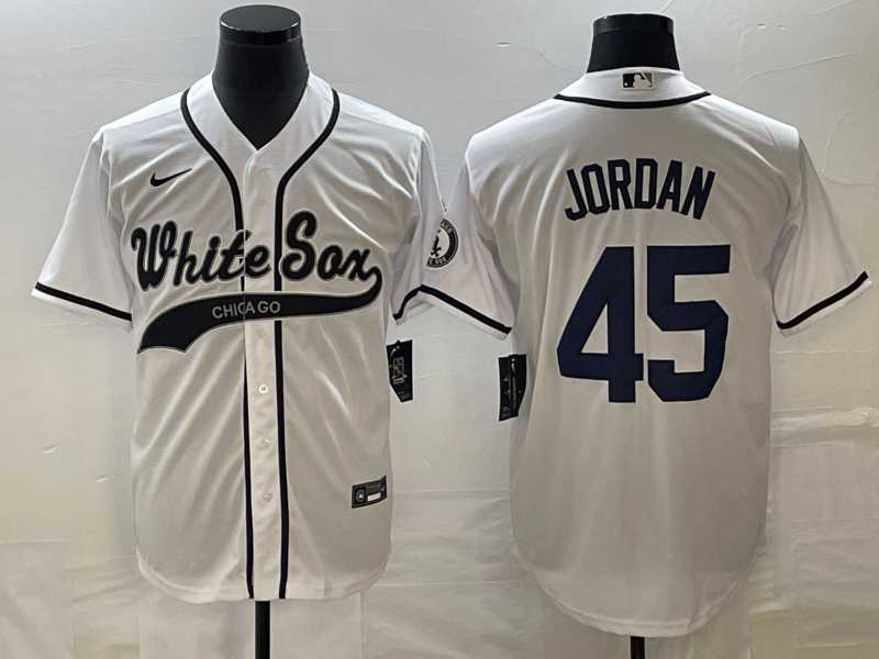 Mens Chicago White Sox #45 Michael Jordan White Cool Base Stitched Jersey